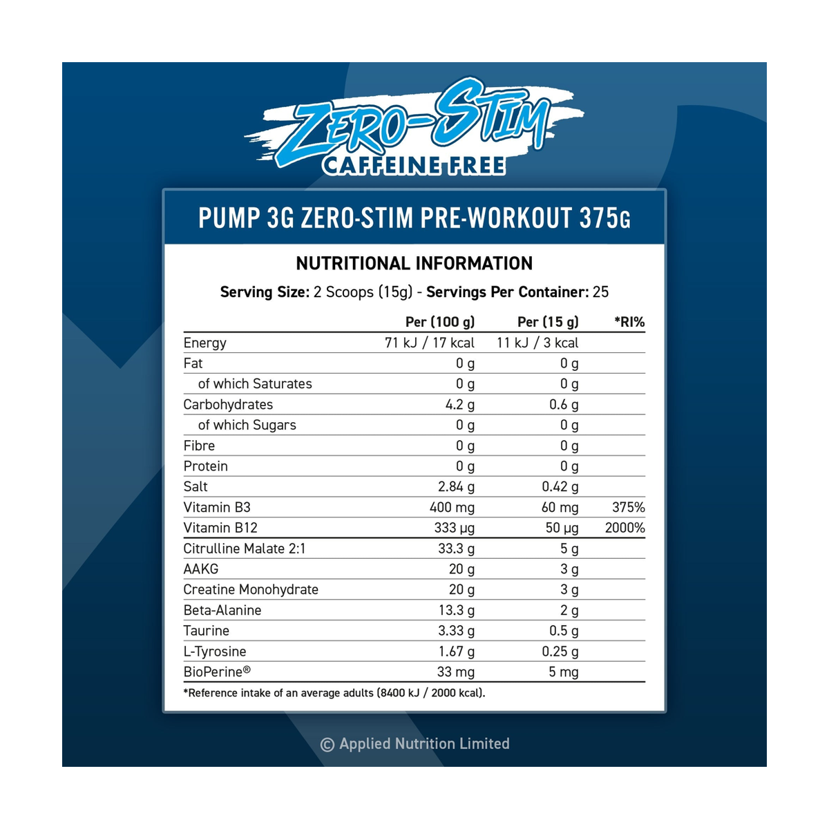 Applied Nutrition Pump 3G Zero Stim - Product view 4