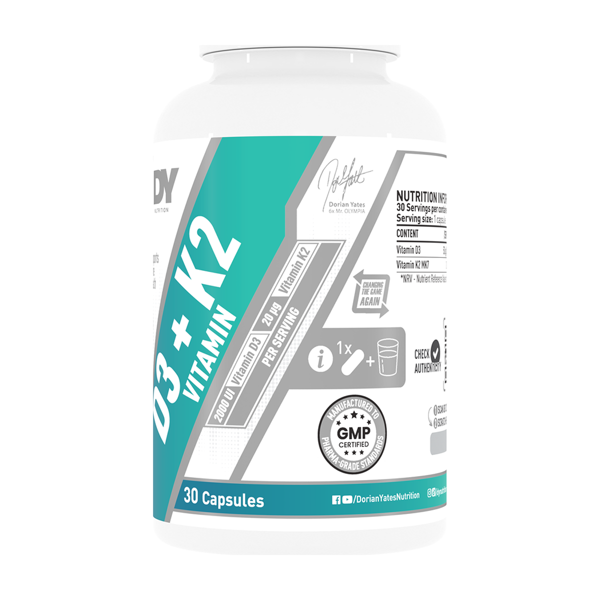 DY Nutrition D3 + K2 Vitamin - 30 caps