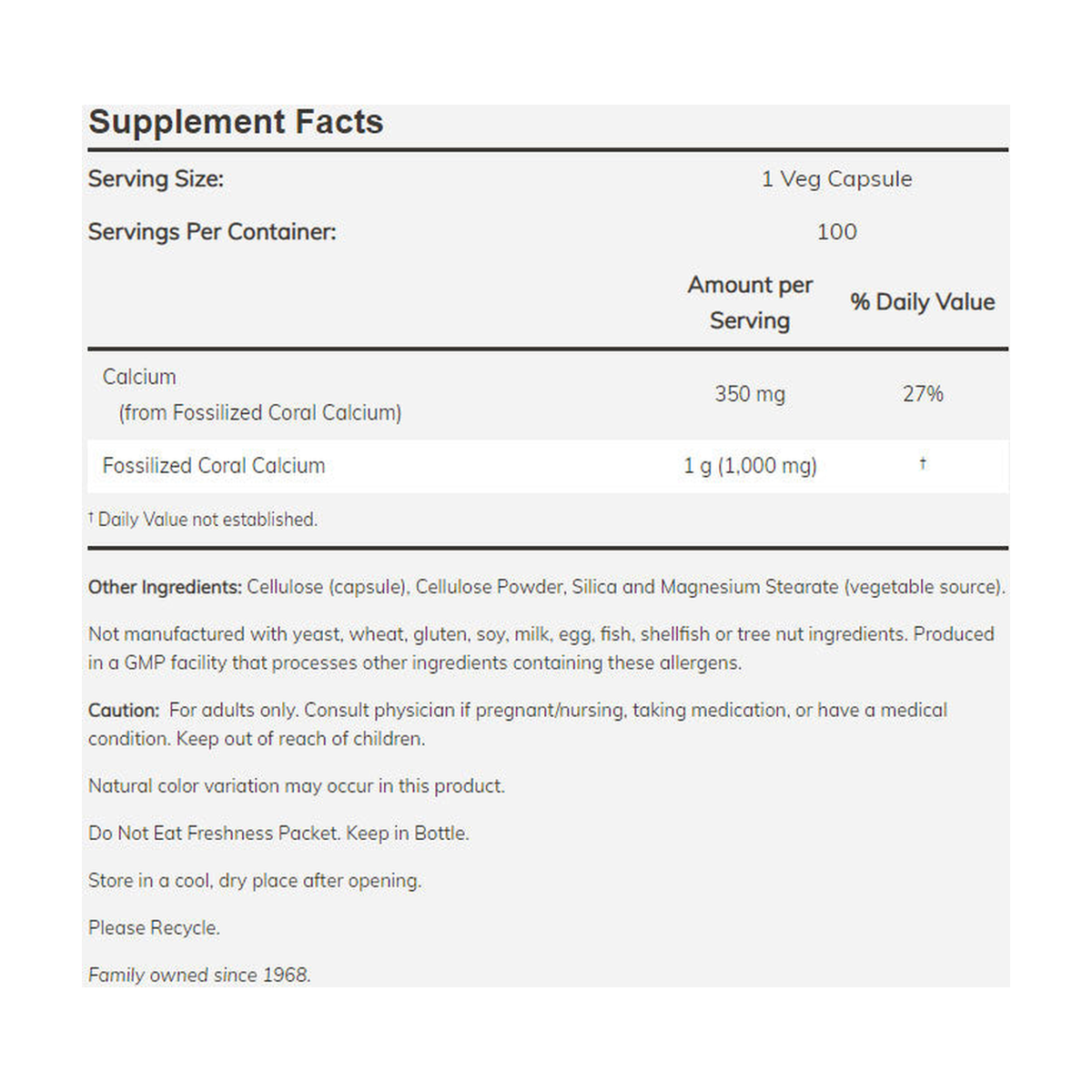 NOW Foods NOW1279 Coral Calcium 1000 mg - Produktansicht 2