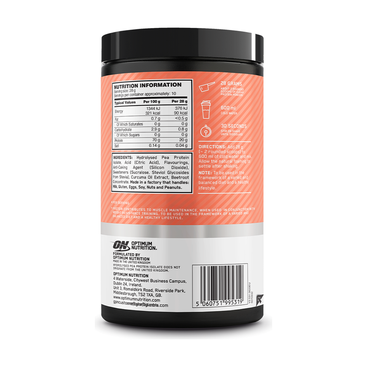 Optimum Nutrition Clear Protein 100% Plant Protein Isolate - Product view 4