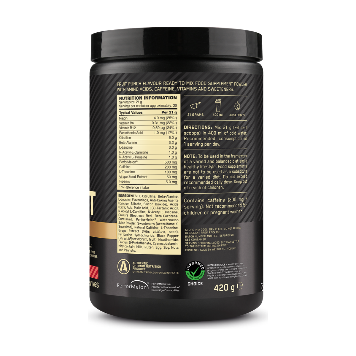 Optimum Nutrition Gold Standard Pre-workout Advanced - Product view 7