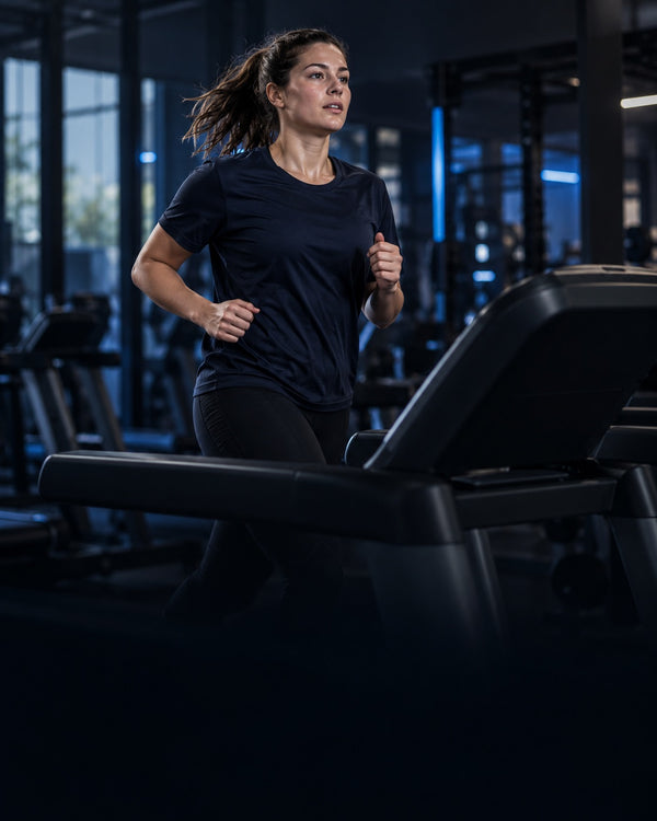 Frau beim Cardiotraining auf dem Laufband